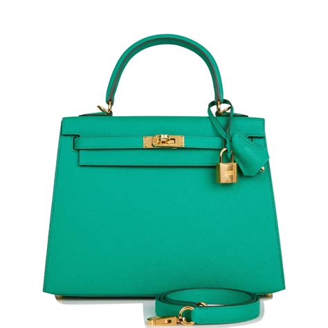 Hermès Kelly 25 Sellier Vert Jade Epsom with Gold Hardware